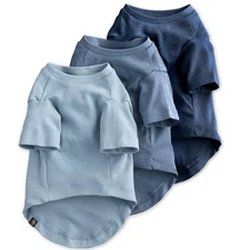 Pet Passion Toby II 3-Pack Organic Cotton Dog T-Shirts - S/M/L Navy Ombre
