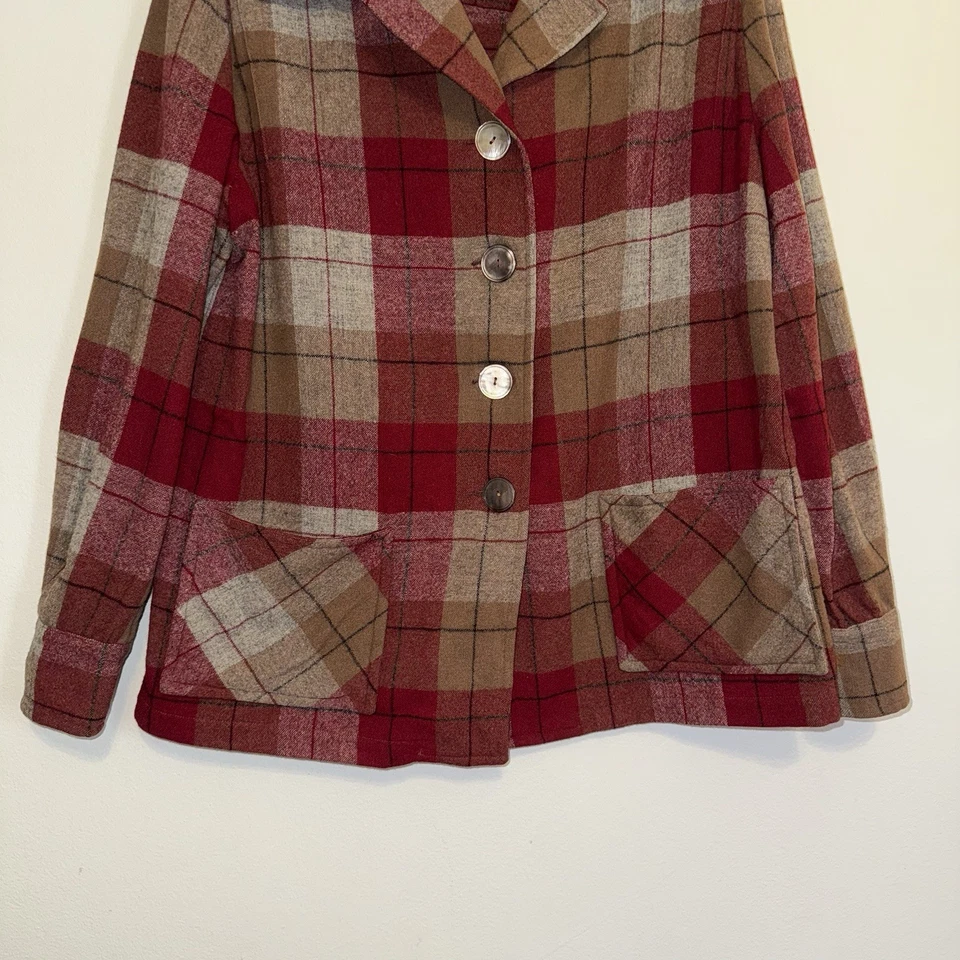 Camisa Pendleton Vintage Cuadros Botón Hecha en EE. UU. Sobrecamisa Mujer Manga Larga Foto 3 de 4