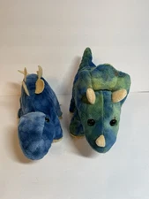 HugFun Dinosaur Plush Triceratops And Stegosaurus 11” Tie Dye Stuffed Animals