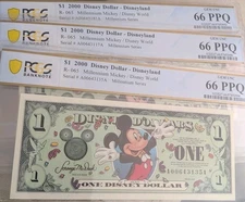 2000 $1 Disney Dollar Mickey Millennium Series PCGS 66 PPQ Mint Condition 