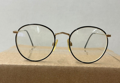 Marchon Wall Street Black Gold Accent Oversize Round Horn 50-19-145 Japan