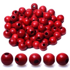 16mm Dark Red Wooden Beads, 120 pcs LargeHole Vintage Macrame Beads for Crafts