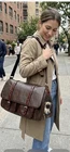 Dog Cat Pet Custom Made Faux Patent Leather Small Brown Shoulder Carrier Bag