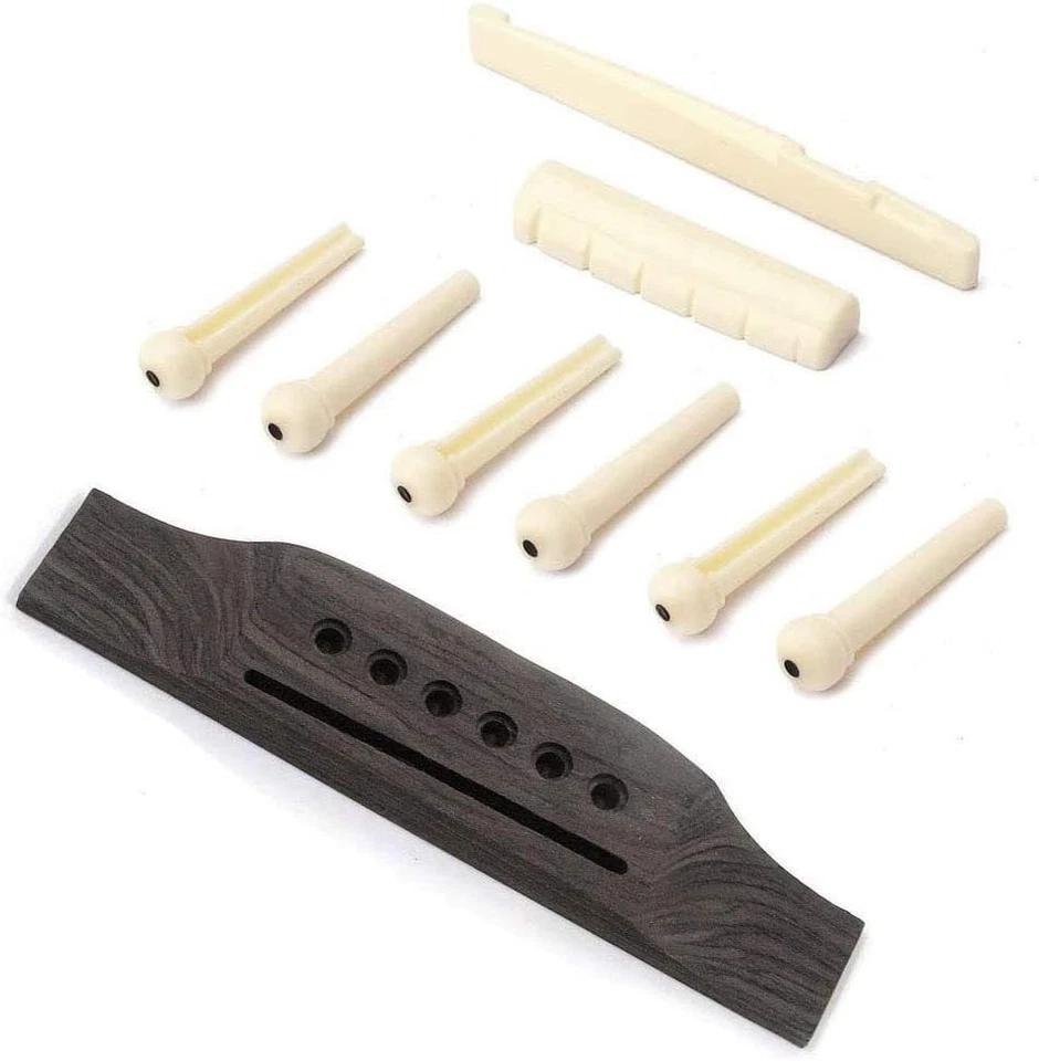 Kit de reparación de guitarra puente de palisandro pasadores de tuerca de sillín para guitarra clásica acústica Foto 4 de 4