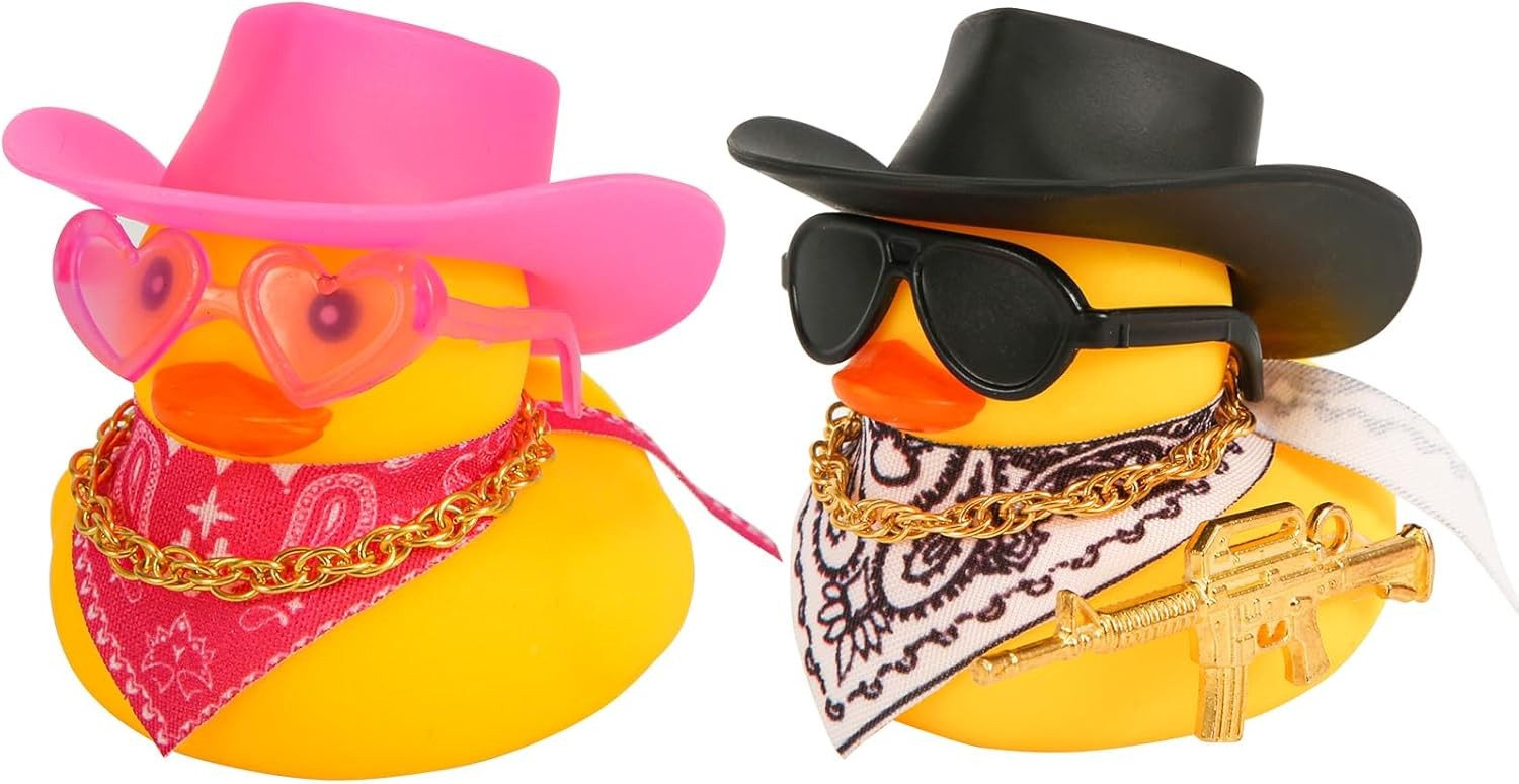 2pcs Funny Rubber Duck Car Dashboard Decorations Duck Ornaments