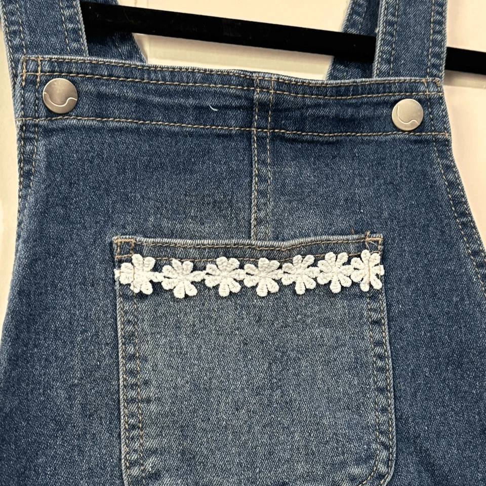 Joes Jeans Girls Flower Denim Shortalls Overalls Size 12 - Image 3 of 4