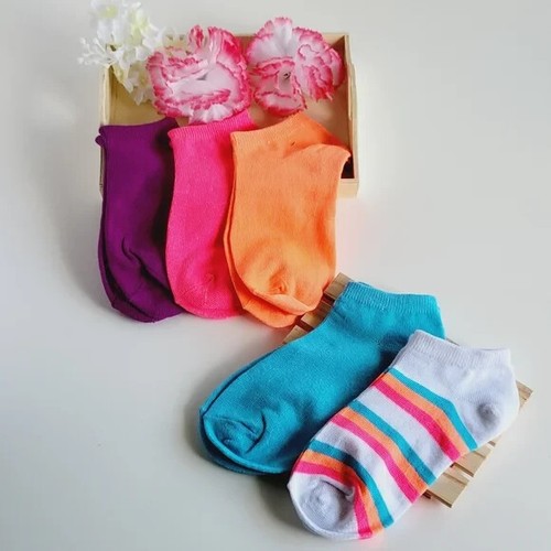 Pack de 10 calcetines multicolores ajuste cómodo rayas lisas talla S para niñas No Show - Imagen 2 de 12