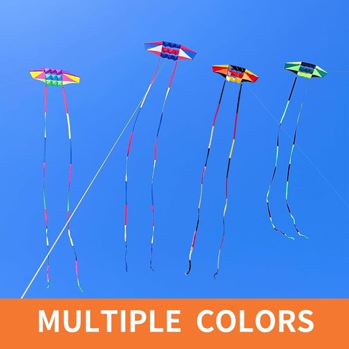 Durable 98-Inch Beach Kite with Colorful Tails and 300 ft String - Portable Fun - Picture 8 of 8