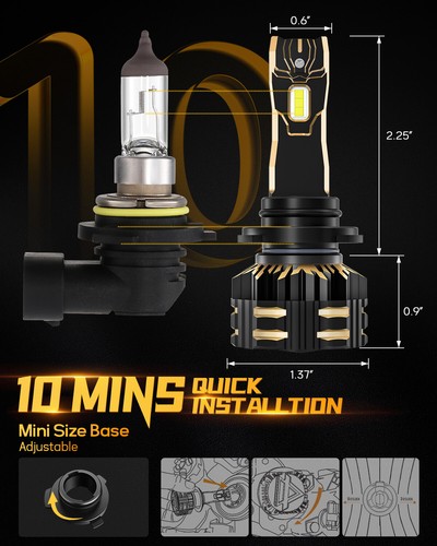 AUXBEAM Canbus 9006 LED Headlight Bulbs Kit Low Beam 6500K 120W 30000LM White 2x - Picture 5 of 12