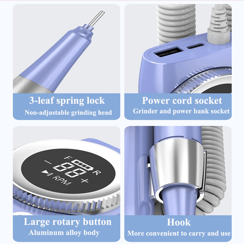 Taladro de uñas eléctrico 45000 rpm kit de manicura portátil acrílico máquina de arte en uñas BK30 - Imagen 24 de 25