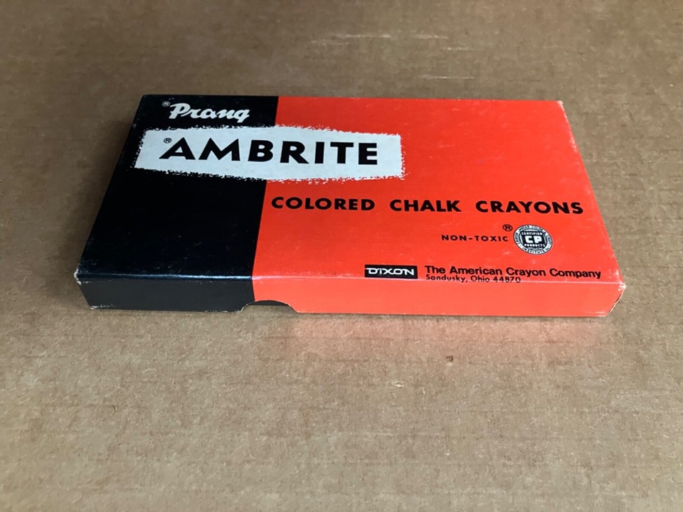 Vintage Ambrite Prang Colored Chalk Crayons, 12 Sticks, Dixon, ACC
