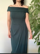 NEW BHLDN Anthro Thompson Emerald Off the Shoulder Maxi Dress Split Hem Size 10