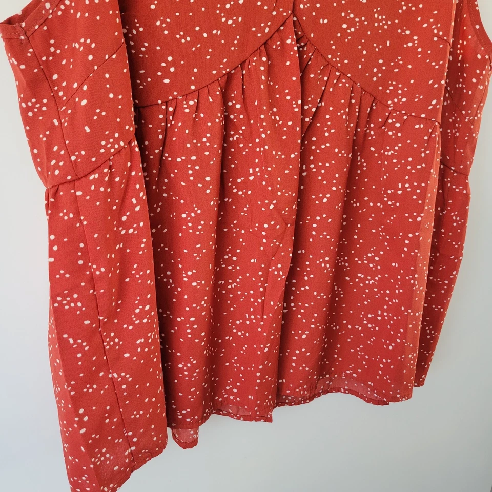 Shein Curve Sleeveless Top 3XL Womens Orange Polka Dot Loose V Neck Lightweight - Bild 3 von 4