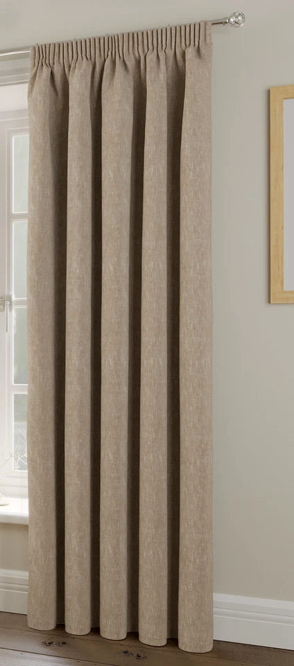 TATTON Lined BEIGE Curtains, Door Curtains, Cushion Covers, Tie Backs. 8 Sizes - Image 2 of 2