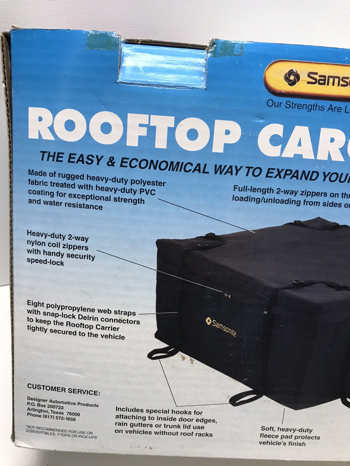 Samsonite Rooftop Cargo Carrier Luggage Space 13 Cubic Feet, Easy