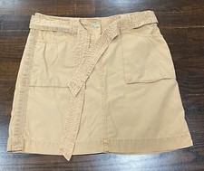 Vintage J. Crew Chino Cargo Style Skirt Women's Size 4 Tie Waist Pockets Brown