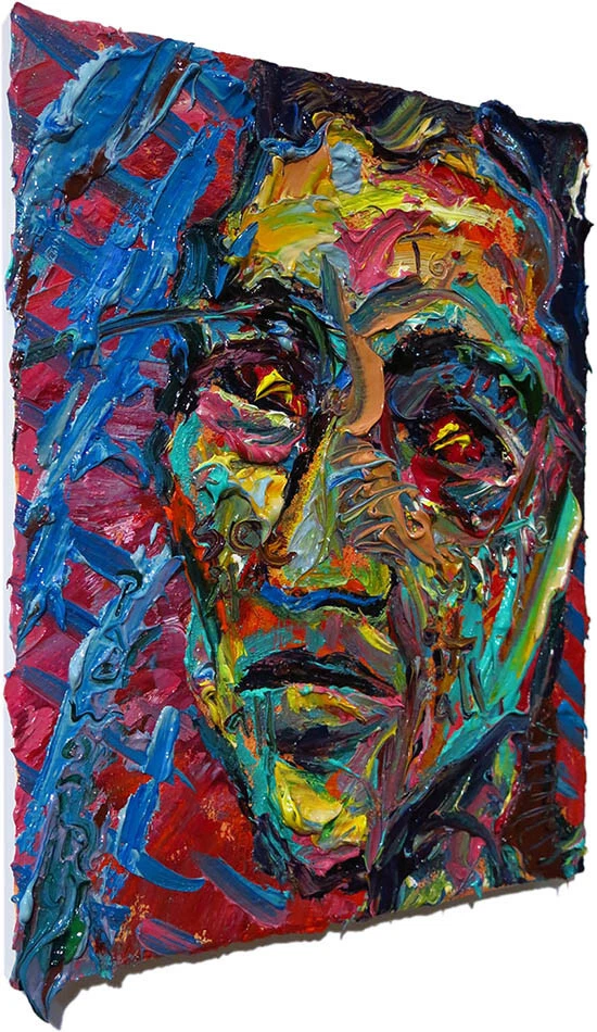 RETRATO AL ÓLEO█PINTURA FORASTERO█ESCRITURA EN ROSTRO EXPRESIONISTA█ORIGINAL POP URBANO Foto 4 de 4