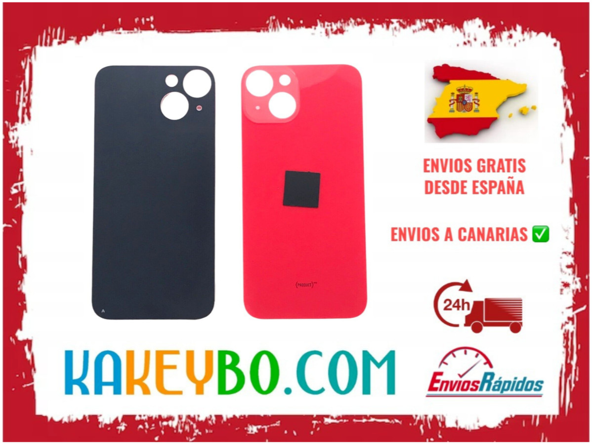 Tapa trasera cristal cubre batería Iphone 14 PLUS ROJO SIN LENTE CON LOGO 24H