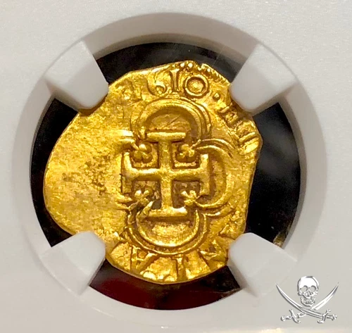 SPAIN 1610 (ATOCHA ERA) ESCUDO FULL 4 DIGIT DATE NGC 55 PIRATE GOLD