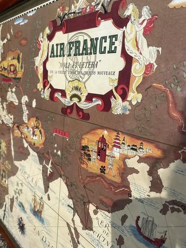 Original 1939 Air France Pictorial Route Map by Lucien Boucher - Picture 7 of 9