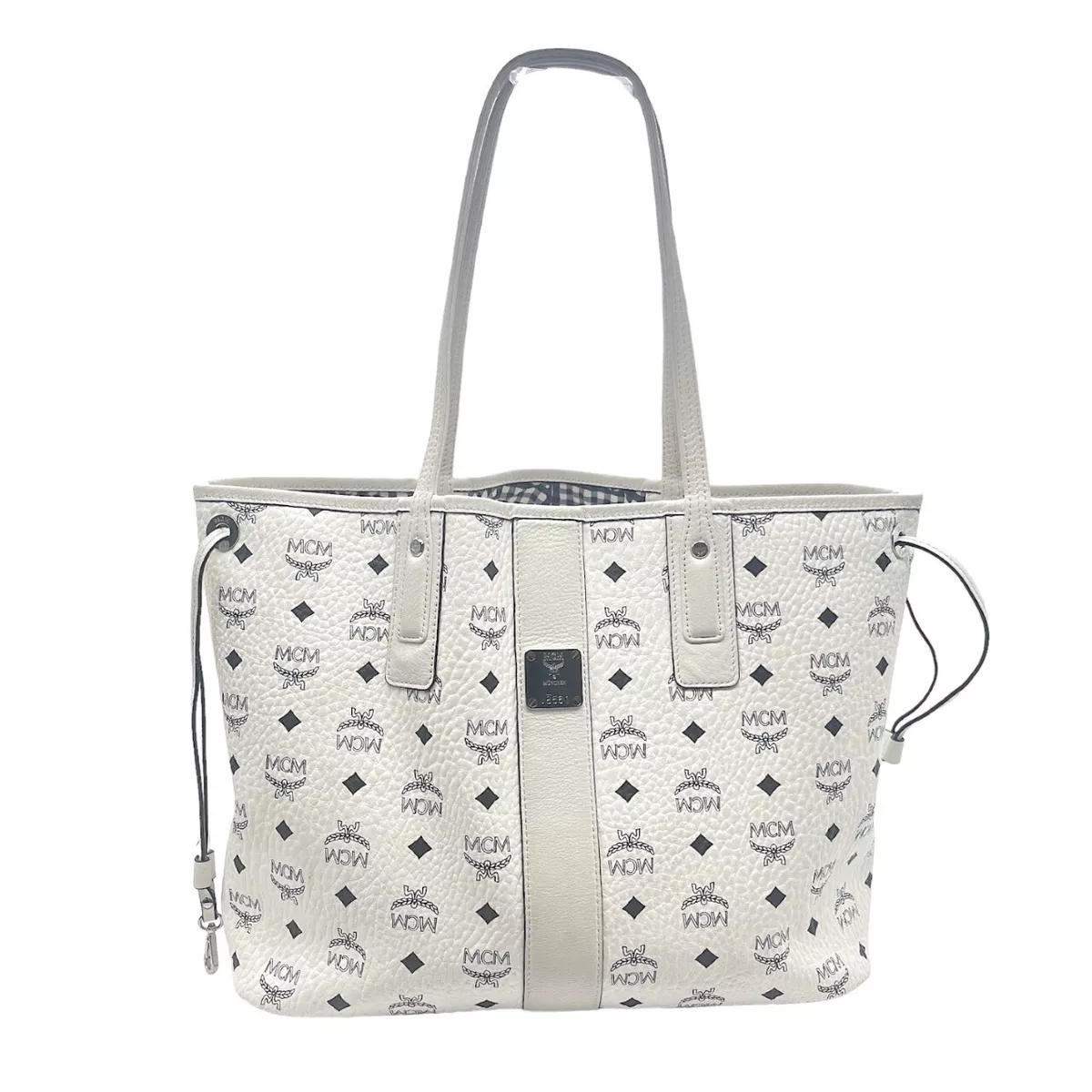 MCM Reversible Liz Medium Visetos Canvas Shopper Tote Bag White