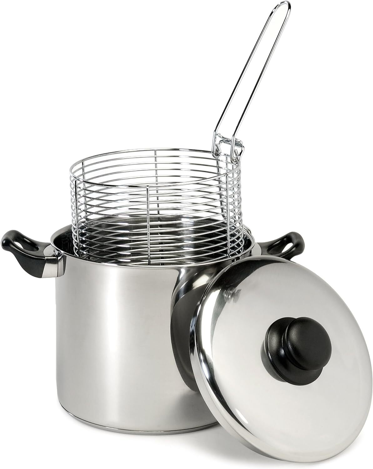 Brand New 6 Quart Stainless Steel Stove Top Encapsulated Base Deep Fryer, Silver