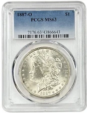 1887 O New Orleans Morgan Silver Dollar $1 Coin PCGS MS 63