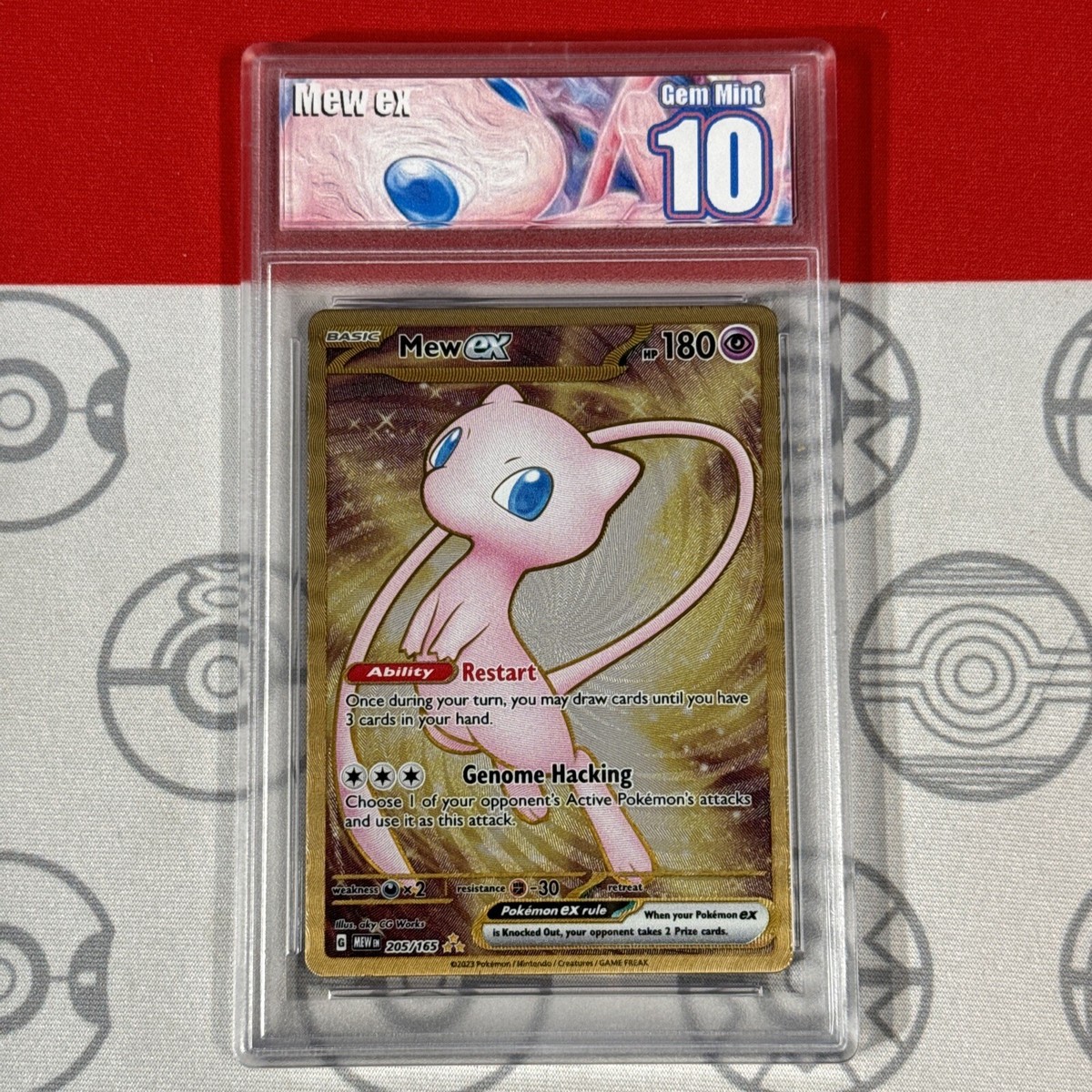 Graded 10 Pokemon 151 Mew EX #205/165 Gold Metal Ultra