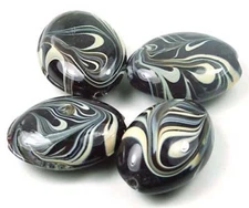 30mm Lampwork Handmade Glass Coffee Swirl Oval Pendant Beads (4) 