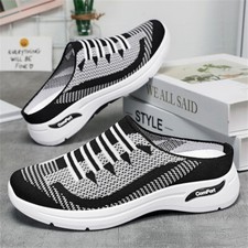 Womens Breathable Mesh Walking Mules Sneakers Open Back Slip On Shoes