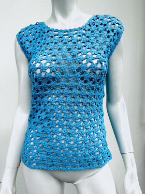 トップス Dolce&Gabbana crochet design tank top Vintage 90s DOLCE GABBANA Crochet Tank Top | D&G Beige