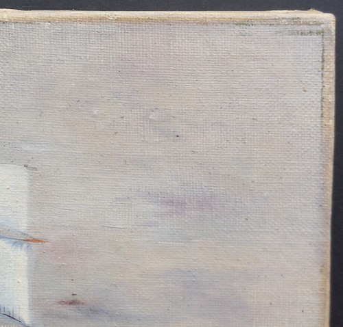 Vintage Marine Oil Painting on Canvas of a Sailing Clipper Tall Ship c1910 Ocean - Picture 9 of 17