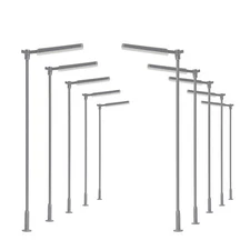 10pcs Model Trains HO Scale 1:87 Metal Lamp Street Light Bright White LEDs Shade