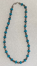 Faux Turquoise  Rhinestone Beaded Choker Necklace 18  