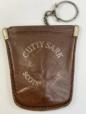 Vintage Cutty Sark Scotch Whiskey Brown Leather Pouch Keychain Rare