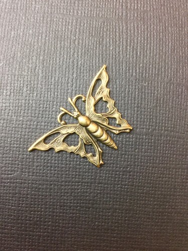 35513 2 Pc Brass Oxidized Butterfly Jewelry Finding - Picture 2 of 3