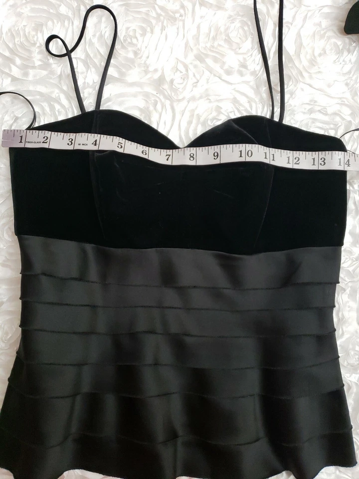 JS Collections Bustier Top Black Zip Padded Bust Lined Velvet trim US 4 NEW #1 - Image 2 of 4