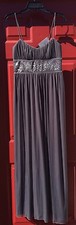 NEW Long Gray Formal Prom Dress City Triangles Sz 7/8 Sequin High Waist Chiffon
