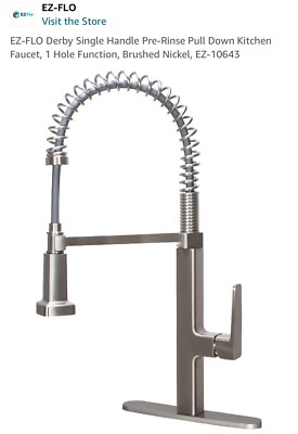 EZ-FLO Derby Single Handle Pre-Rinse Pull Down Kitchen Faucet 1 Hole  Ez-10643
