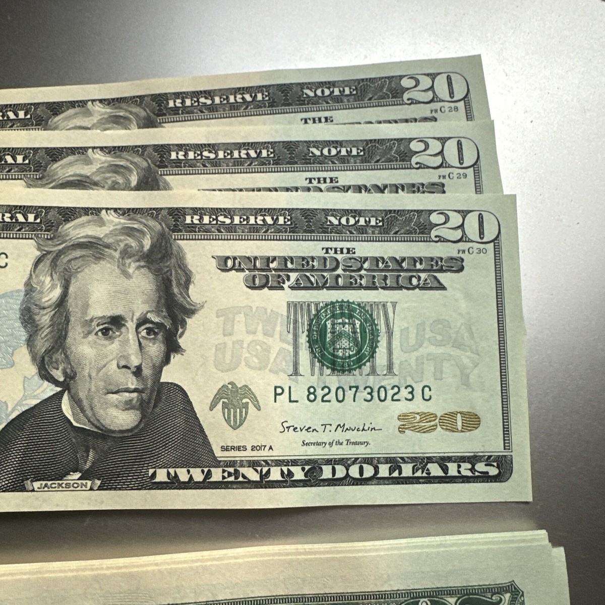 New Uncirculated TWENTY Dollar Bills Series 2017A $20 Sequential