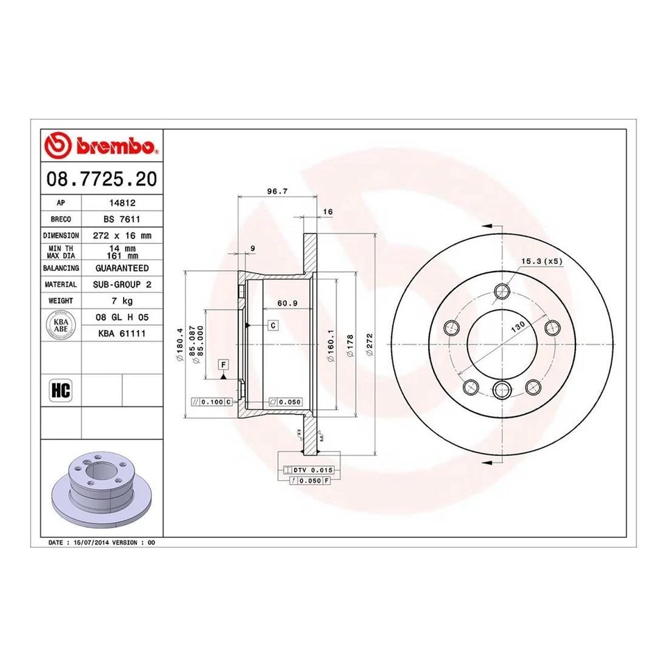 Rotor de freno de disco trasero Brembo 2x para Mercedes-Benz G500 2002 a 2008 Foto 3 de 4