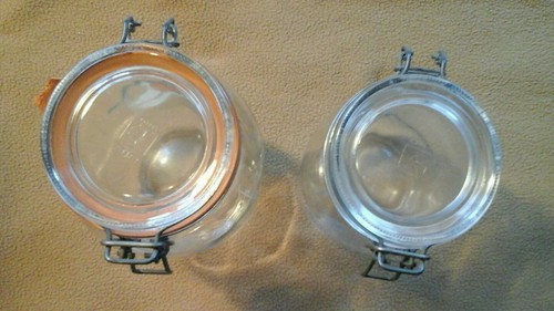 VINTAGE ARC of France 1.5 & 2 LITER GLASS WIRE CLOSURE JAR CANISTERS Goose geese - Picture 3 of 4