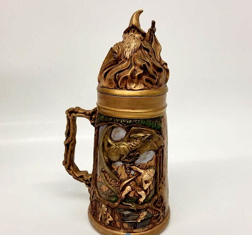 Large Viking Wizard Fantasy Lidded Beer Stein