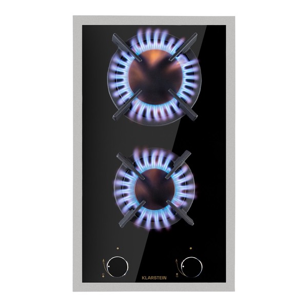 Placa de gas 30 cm 2 llamas vitrocerámica de gas placa de cocina empotrada negra
