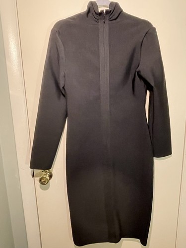 Shop Michella’s bodycon dress deep v neck long sleeve black large NWT - Picture 9 of 10