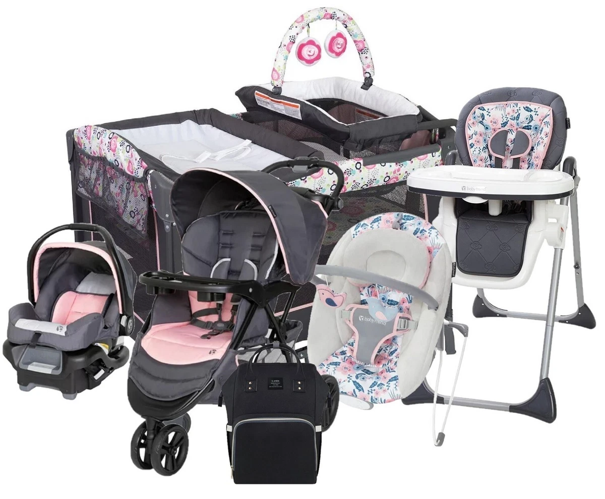 Baby Girl Stroller With Car Seat Playard Diaper Bag Baby Bouncer
