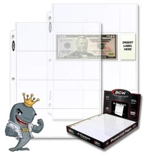 BCW Pro 4-Pocket Currency Page 100ct Box FREE SHIP