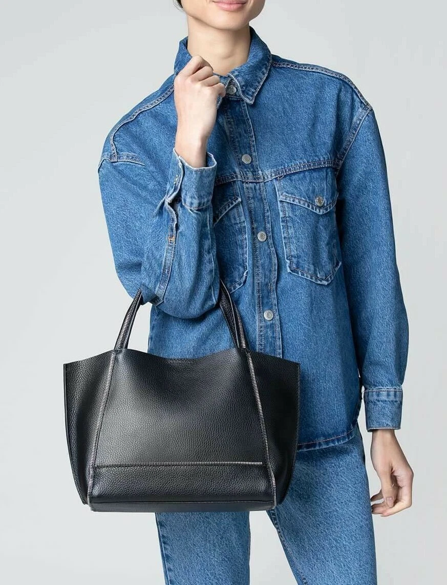 288 NWT BOTKIER LEATHER SOHO BITE SIZE TOTE CROSSBODY BAG BLACK