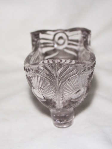 Antique EAPG Clear Purple Hue Glass Shoe w/Bow, ca. 1900, Sunburst Pattern - Picture 5 of 7