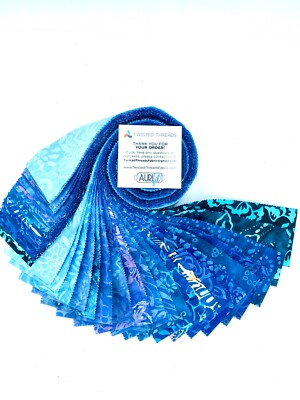Java Batiks Blue Batik Jelly Roll 40 2.5 Inch Fabric Strips ST-MASJAB-BLU2 Ver2
